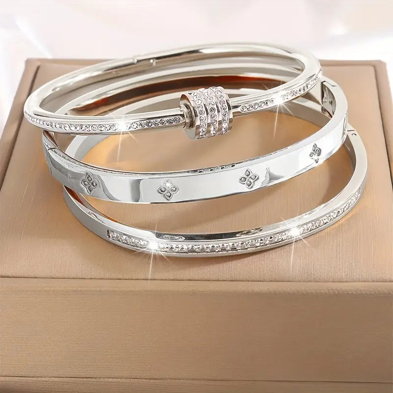 Elegant Stainless Steel Bracelet Set for Women