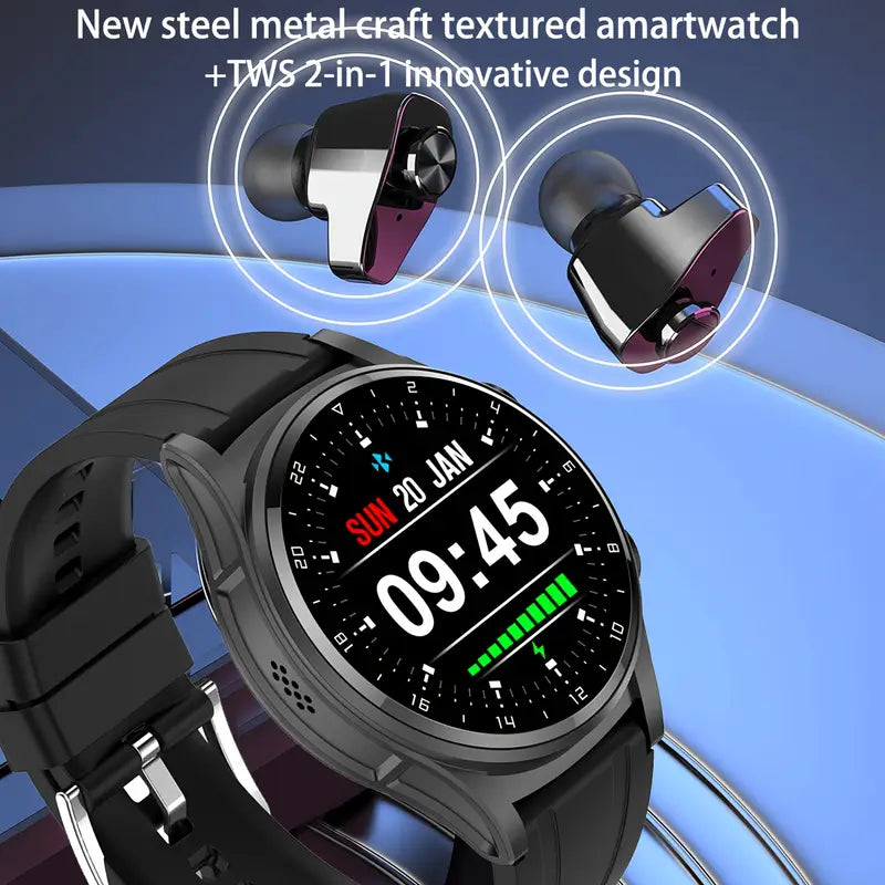 Smartwatch with TWS Earbuds - NFC Fitness Tracker