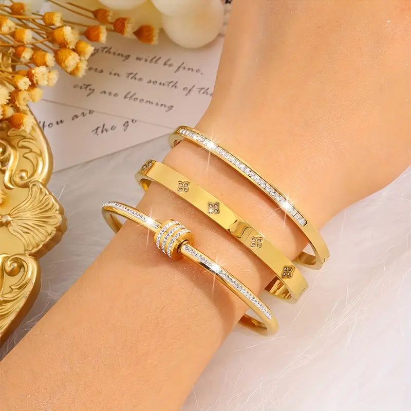 Elegant Stainless Steel Bracelet Set for Women