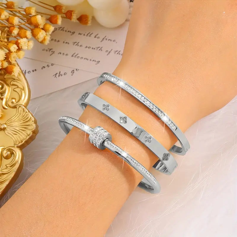 Elegant Stainless Steel Bracelet Set for Women